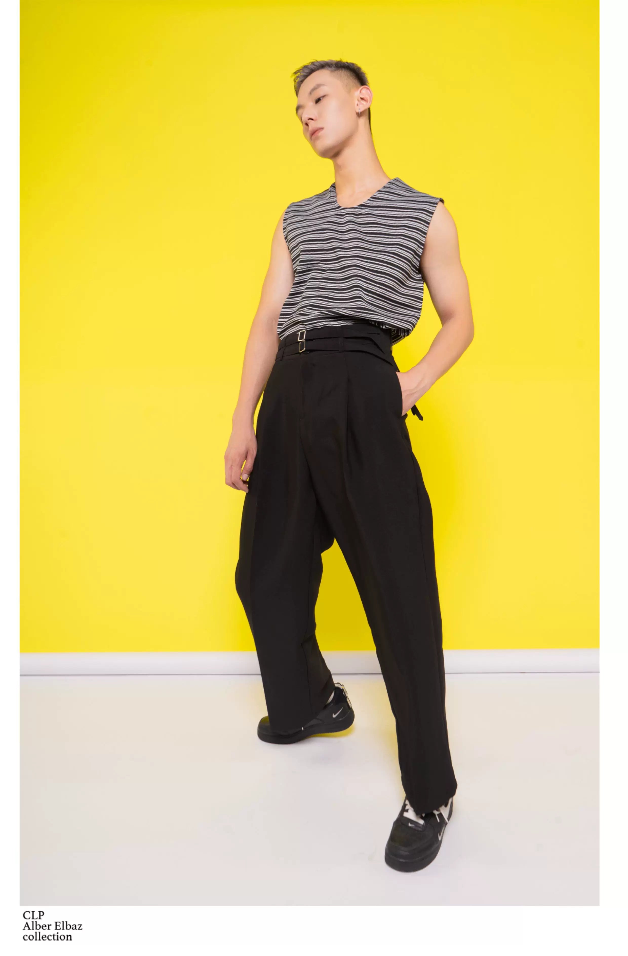 Double Belt Metal Buckle Casual Pants