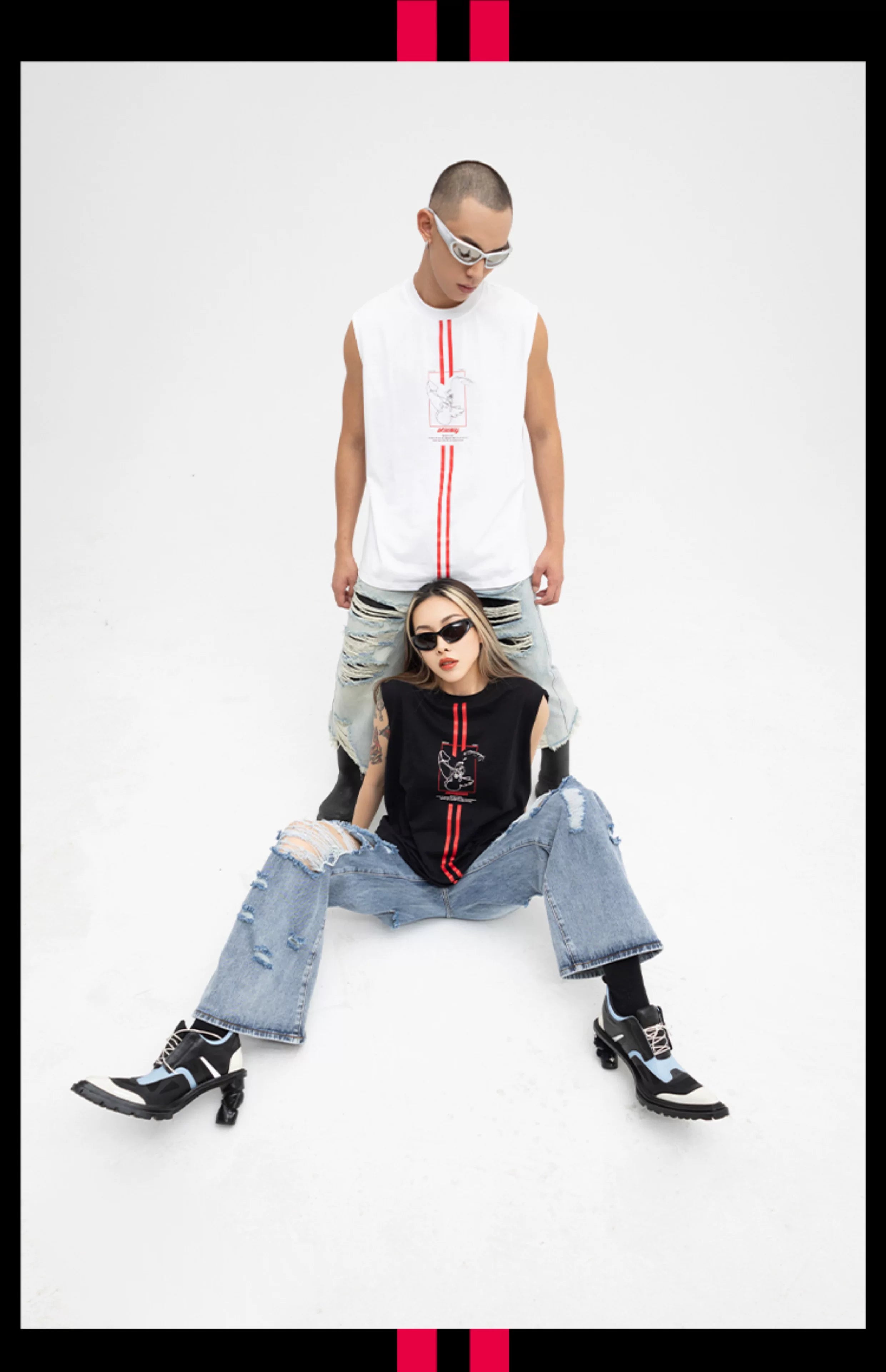 Men's Black Printed Tank Top