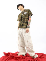 Boxy Olive Camo Burst Print Tee