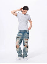 Men’s Rhinestone Skull Striped Tees