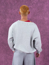 Men's Grey Red Patched Rivet Hoodies