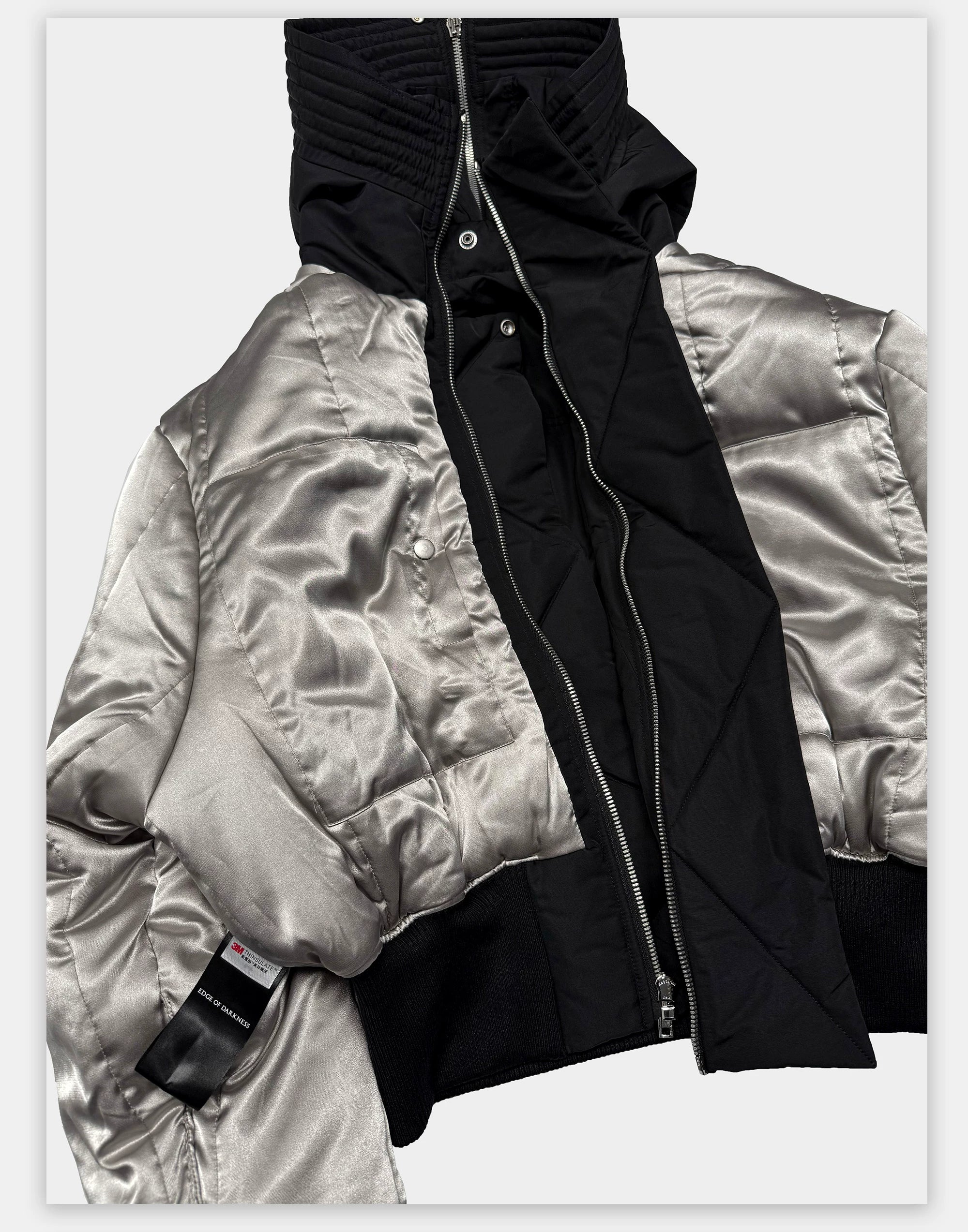 Dark 3M Oversized Hooded Bomber Jacket