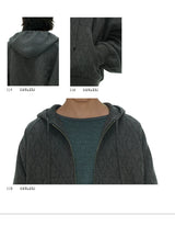 Zipper Jacquard Raglan Hoodie