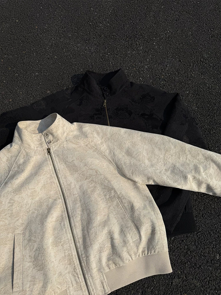 Men's Linen Floral Jacquard Harrington Jacket