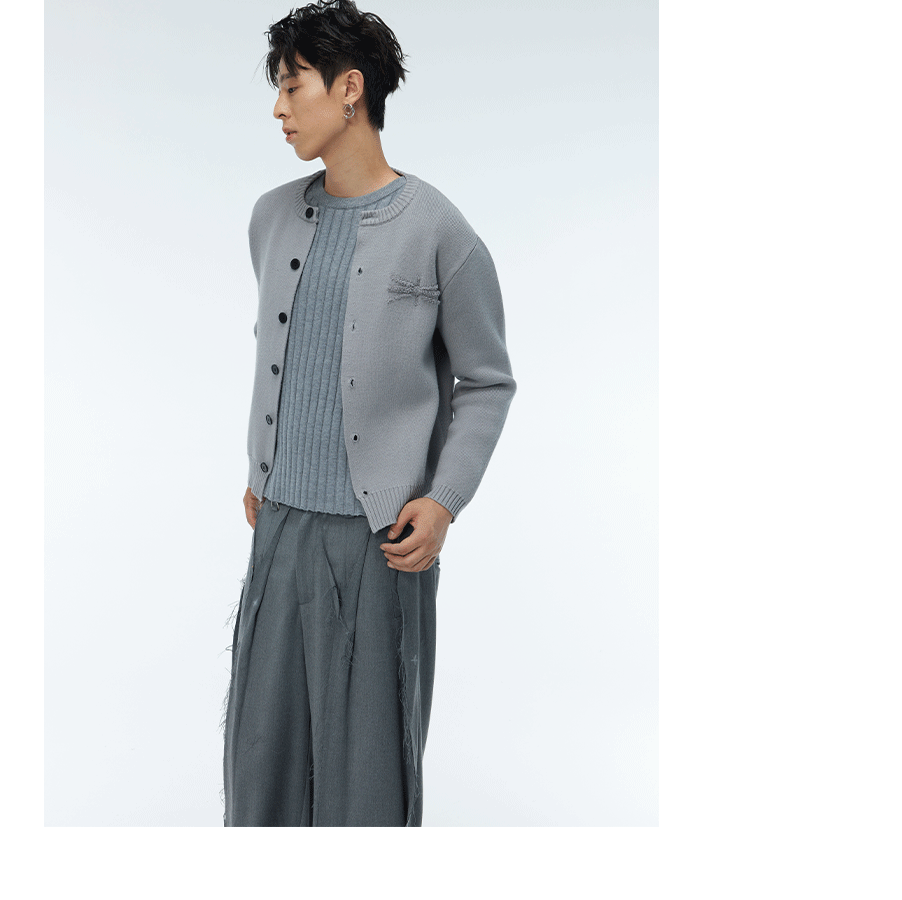 Rivet-Trimmed Two-Tone Cardigans