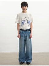 Rigid Washed Blue Straight Relaxed Jeans