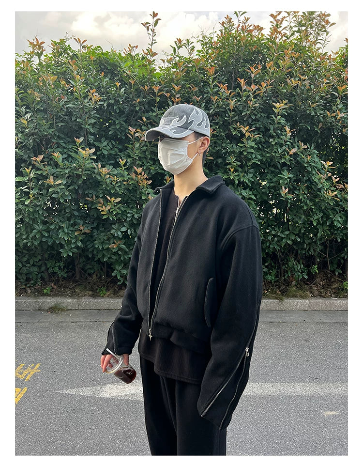 Men's Double Zipper Wool Jacket
