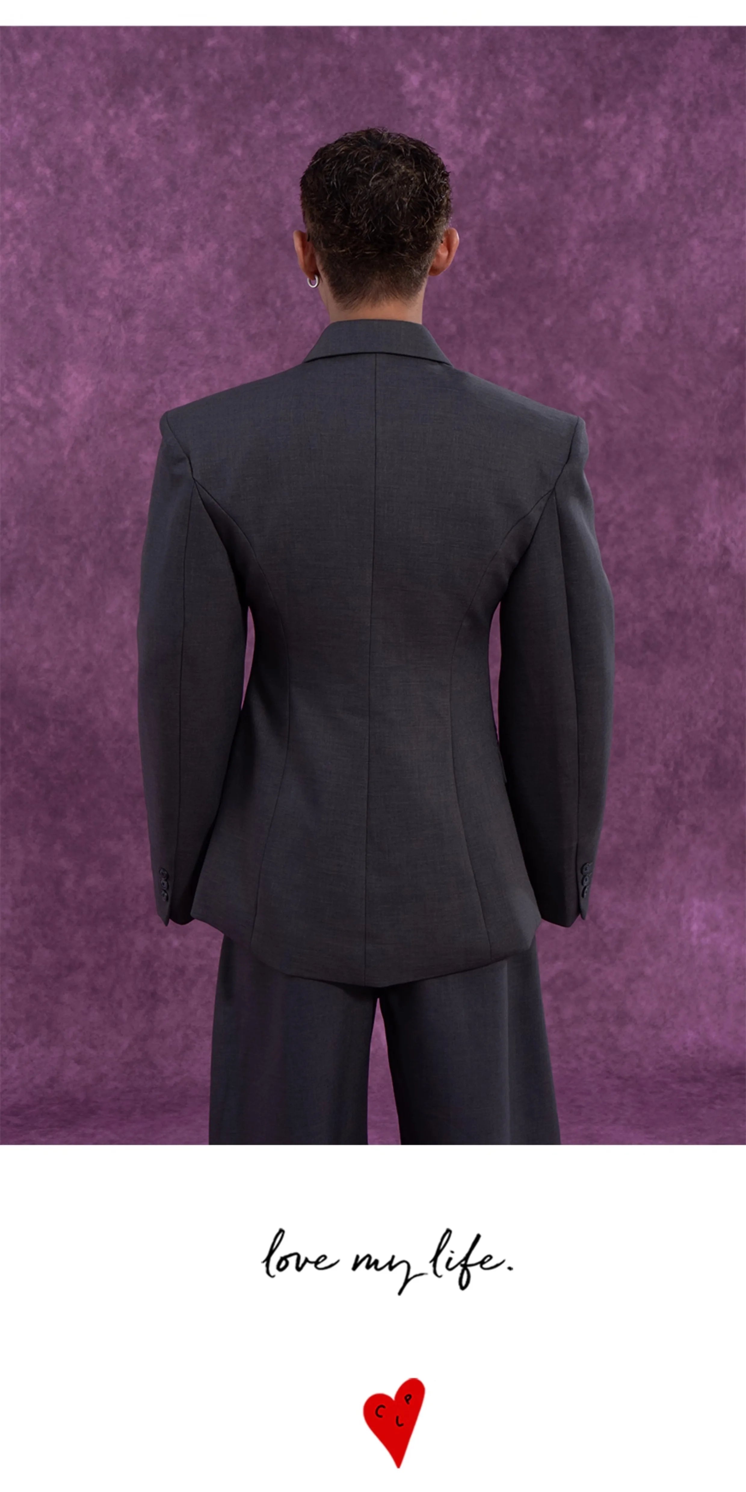 Vintage Casual Dark Grey Structured Blazer