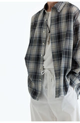 Plaid Woven Cotton Long Sleeve Shirt