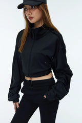 Two-Color Stretchy Cooling Quick-Dry Zip Sweatshirt