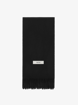 Soft Black Grey Fringed Wool Scarf