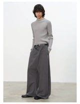 Reversible Pleated Brushed Low Rise Pants