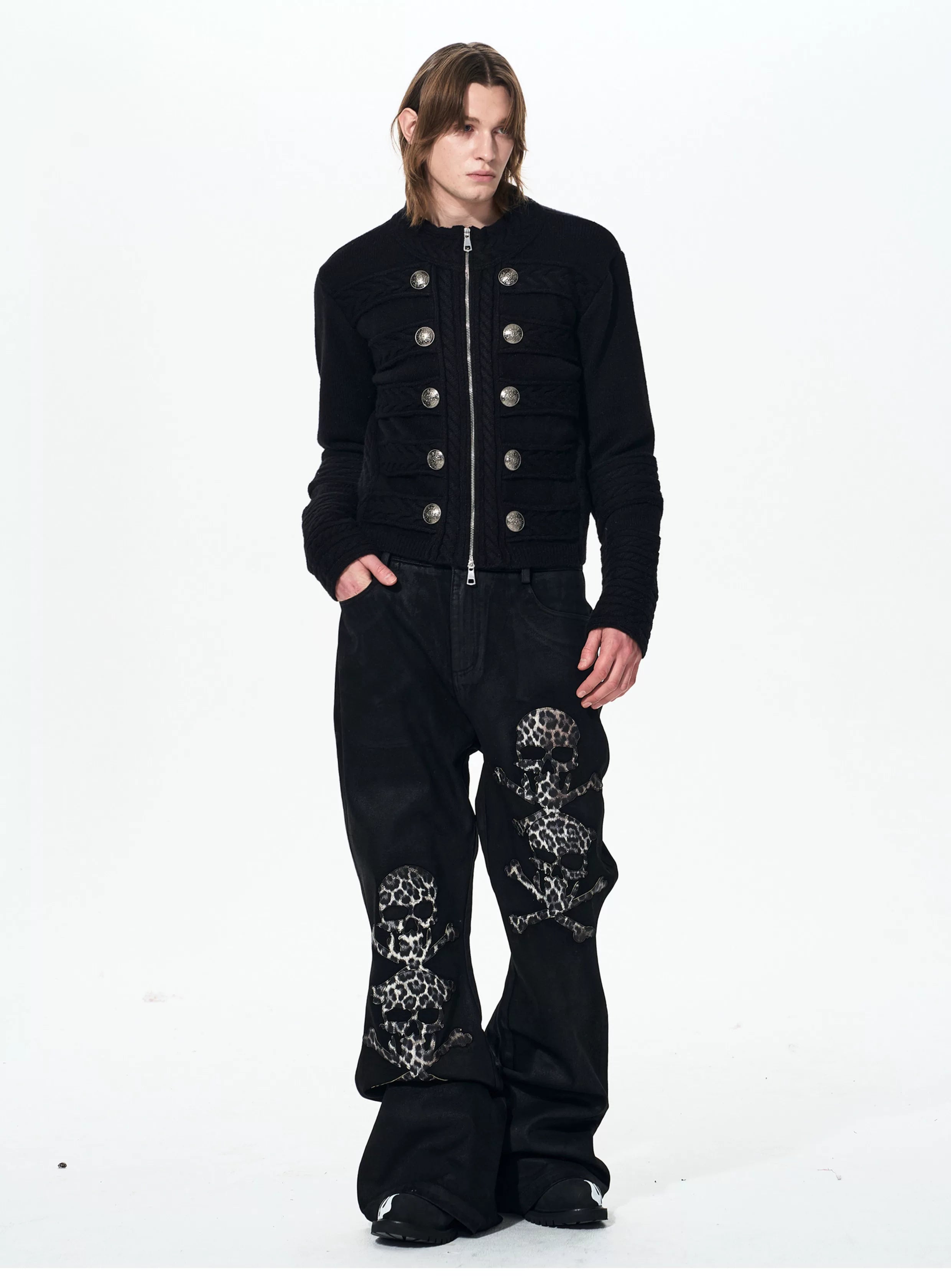Men's Black Knit Sweater Coat