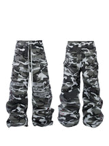 Washed Distressed Camo Cargo Pants