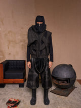 Punk Loose Leather Zippered Cropped Pants
