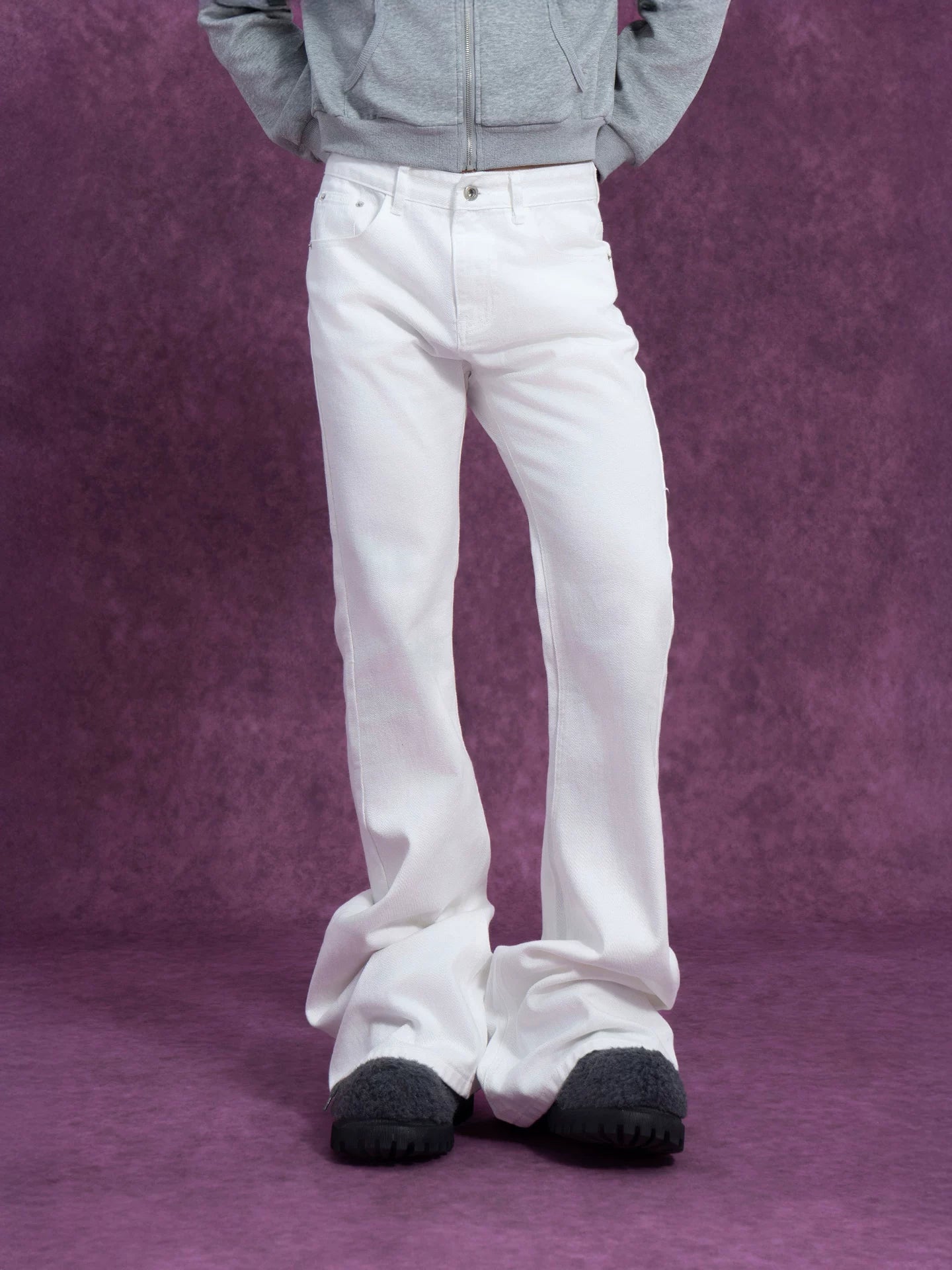 Men's Slim-fit Full-length Two-tone Flared Jeans