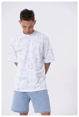 Men's Loose Gray Tie-Dye Print Tees