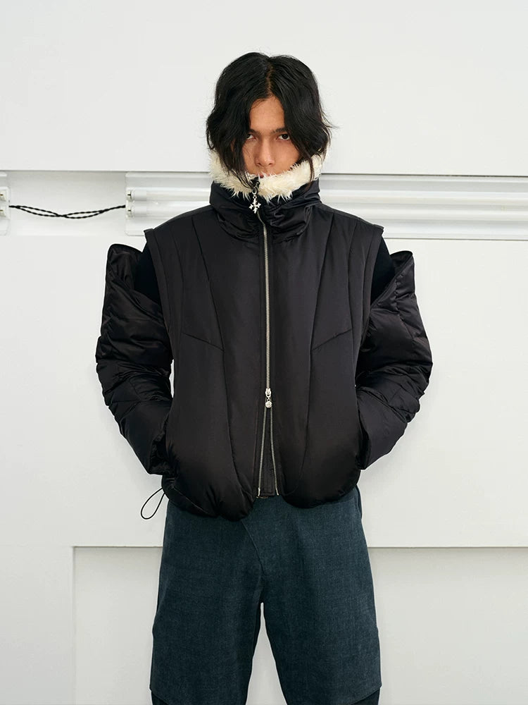 Men's 2-in-1 Winter Fur-Trimmed Puffer Vest