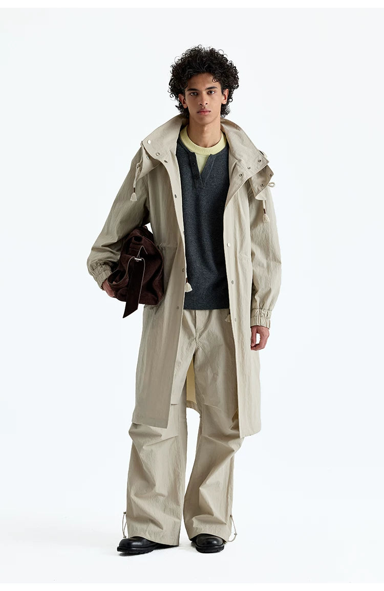 Drawstring Waist Nylon Cotton Parachute Pants