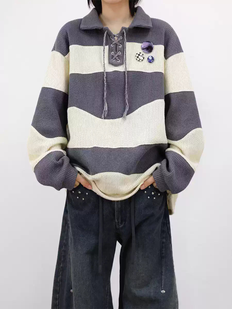 Boho Color Block Knit Sweater