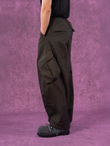Men's Beige Loose Curved Cargo Pants