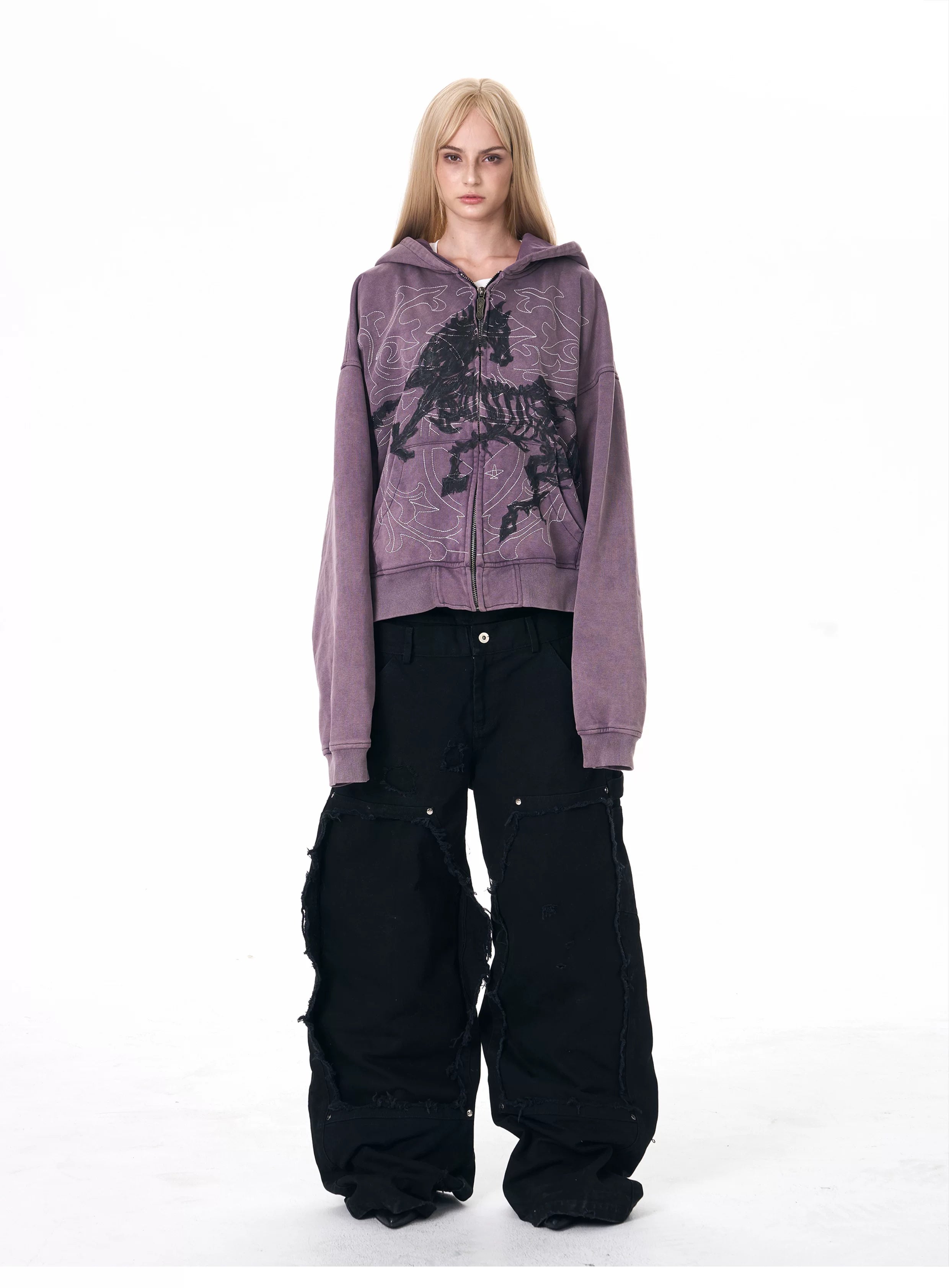 Men's Embroidered Horse Washed Hoodie