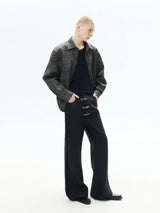 Asymmetrical Flare Waxed Jeans