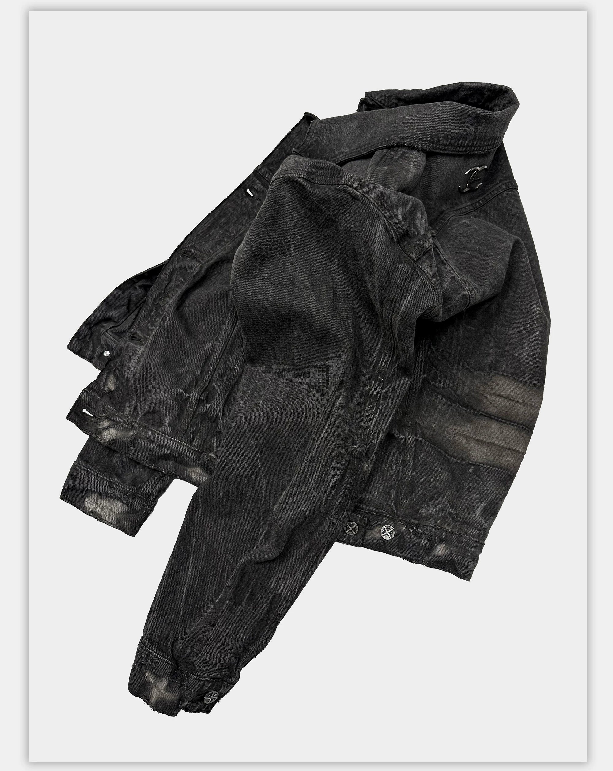 Loose Heavy Washed Distressed Denim Jacket