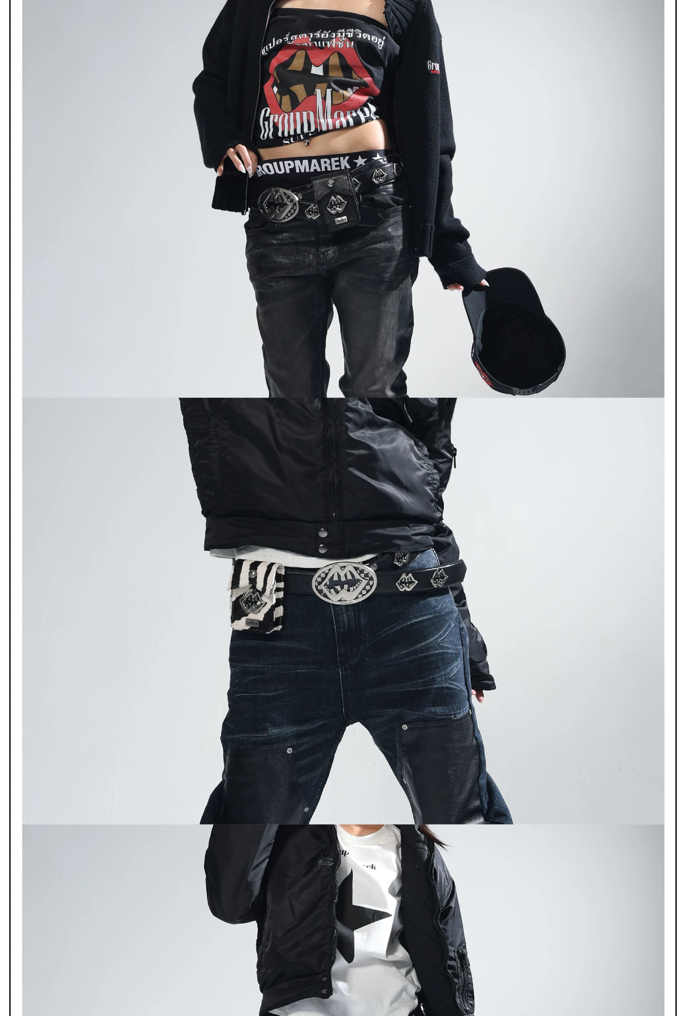 Two-Tone Leather Lip Cigarette Waist Pouch