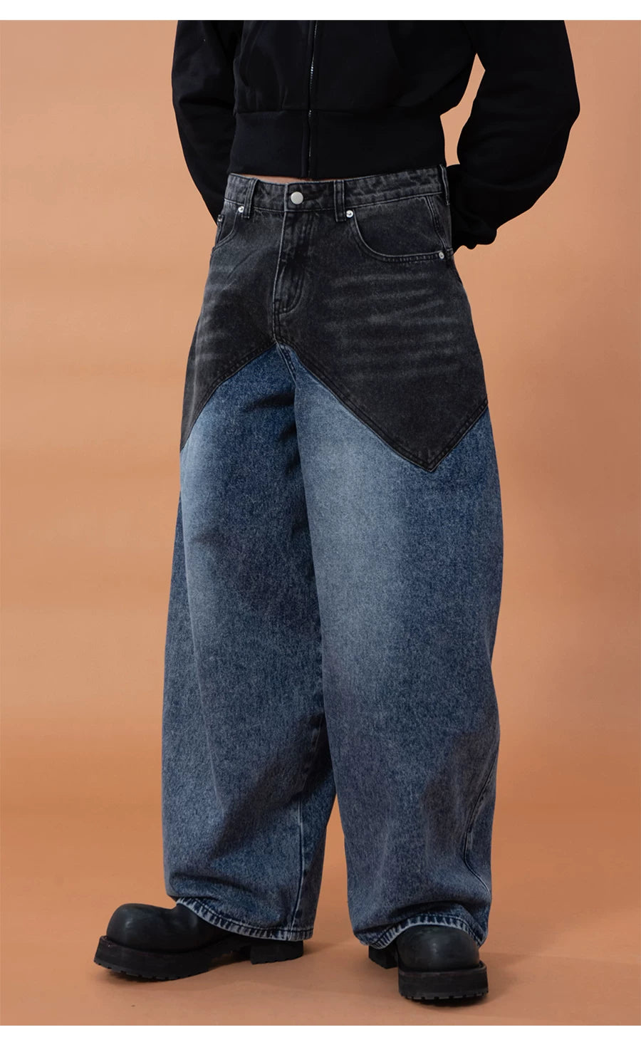 Men's Blue Wide Leg Distressed Jeans