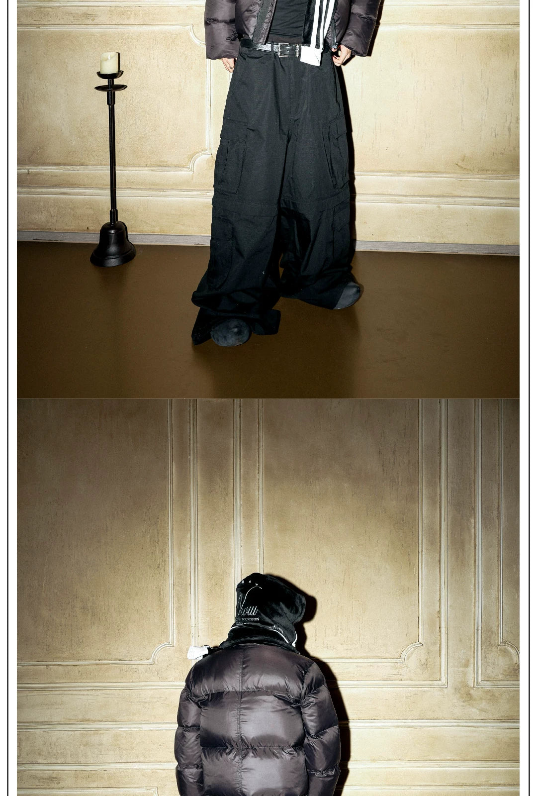 Black Short Down Stand Collar Jacket