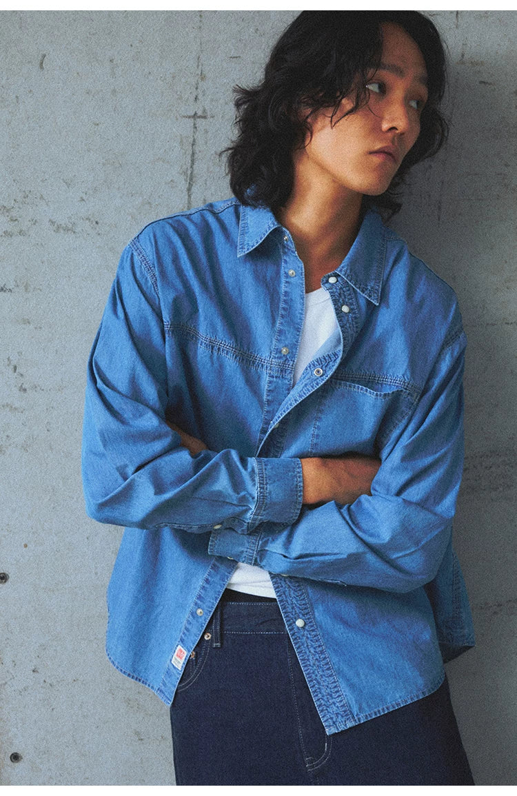 Okayama Washed Long-Staple Cotton Denim Shirt