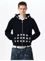 Men's Star Printed Hooded Jacket