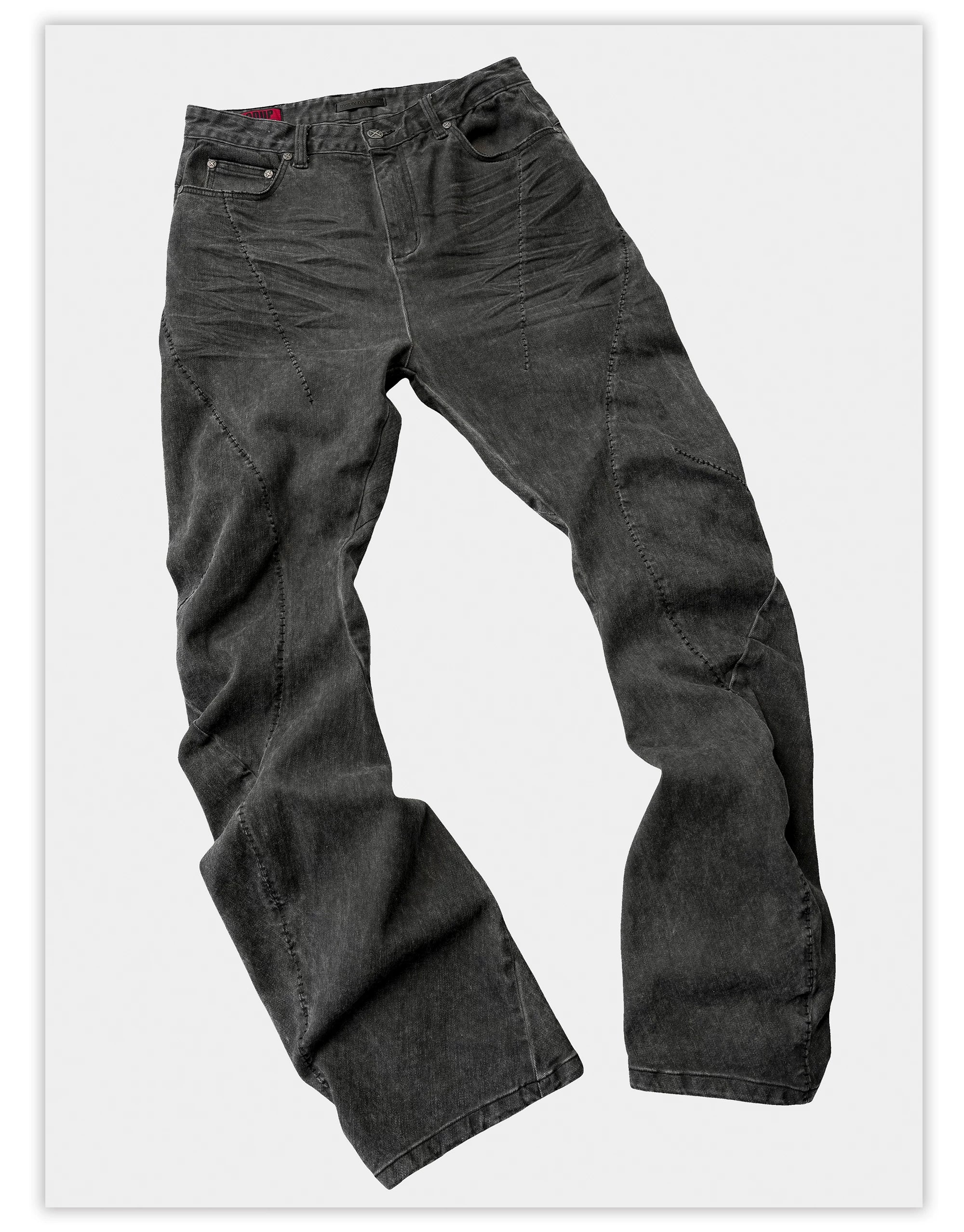 Dark Avant-Garde Deconstructed Stitched Blade Jeans