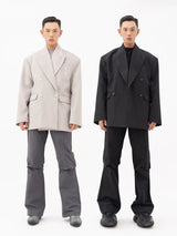 Men's Oversized Dark Apricot Padded Blazer