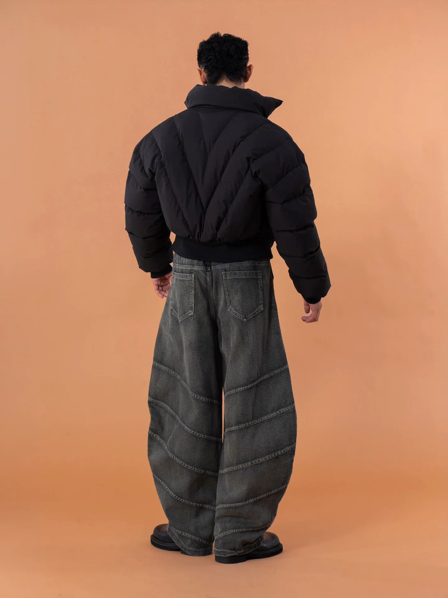 Men's Black Cropped Puffer Jacket