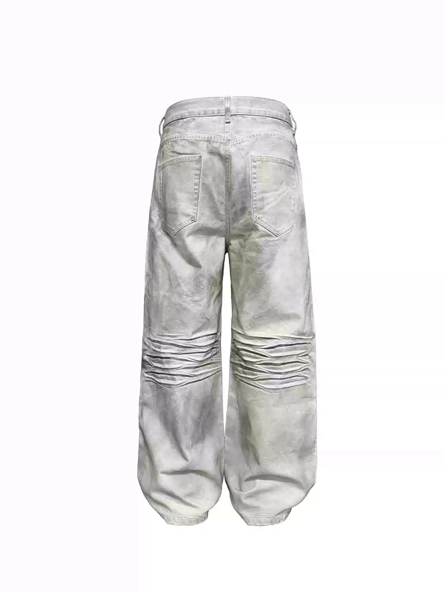 White Distressed Wide Leg Jeans