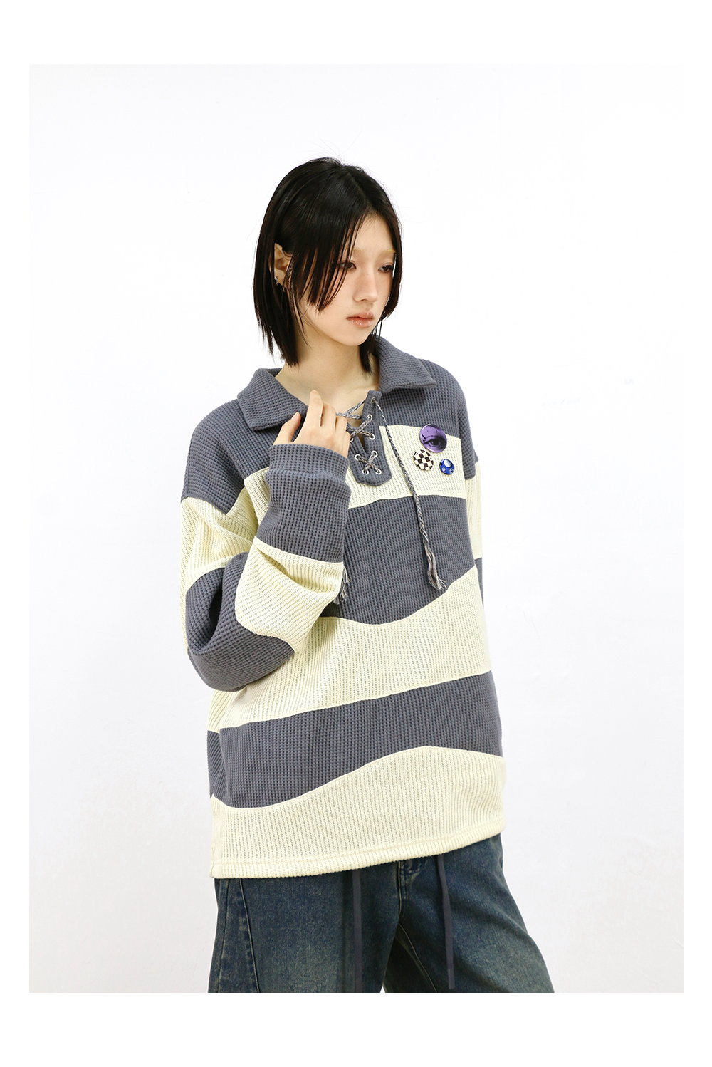 Boho Color Block Knit Sweater