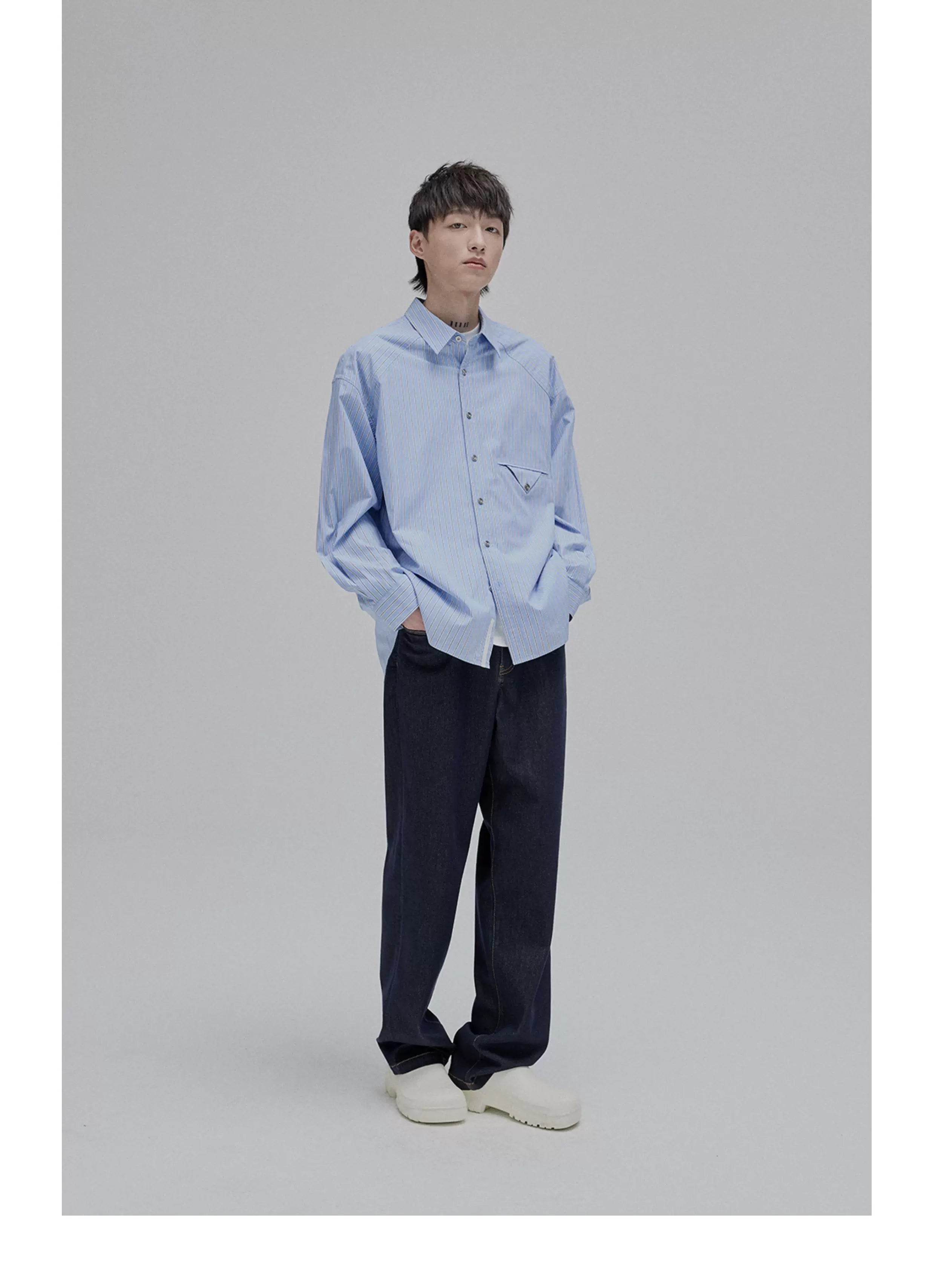 Blue White Striped Pocket Shirt