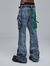Cleanfit Green Washed Multi-pocket Straight Jeans