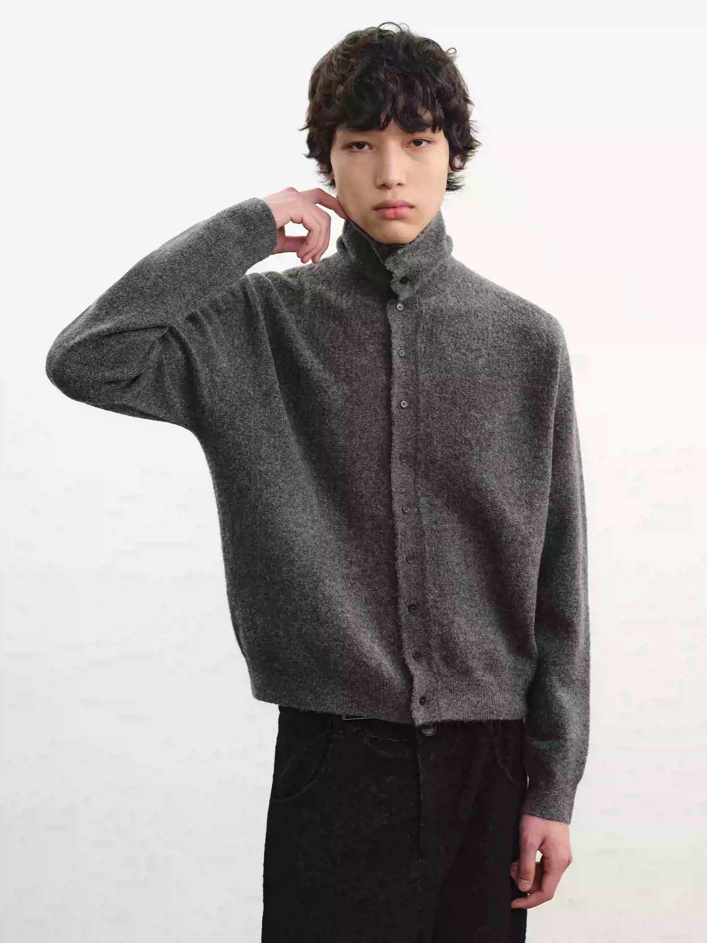 Marled Turtleneck Cardigan Sweater