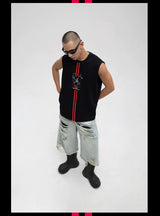 Men's Black Printed Tank Top