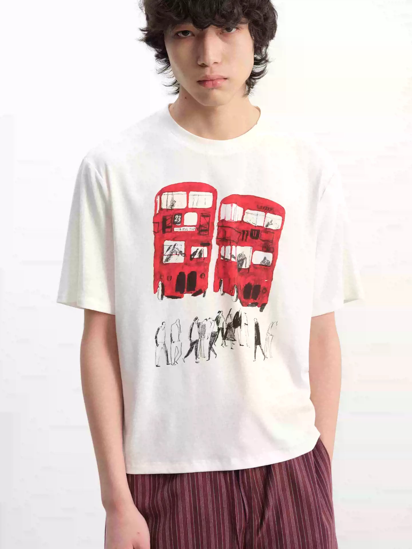 Red Bus Print Short Sleeve Tee