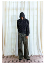 Distressed Cut Splatter Jeans