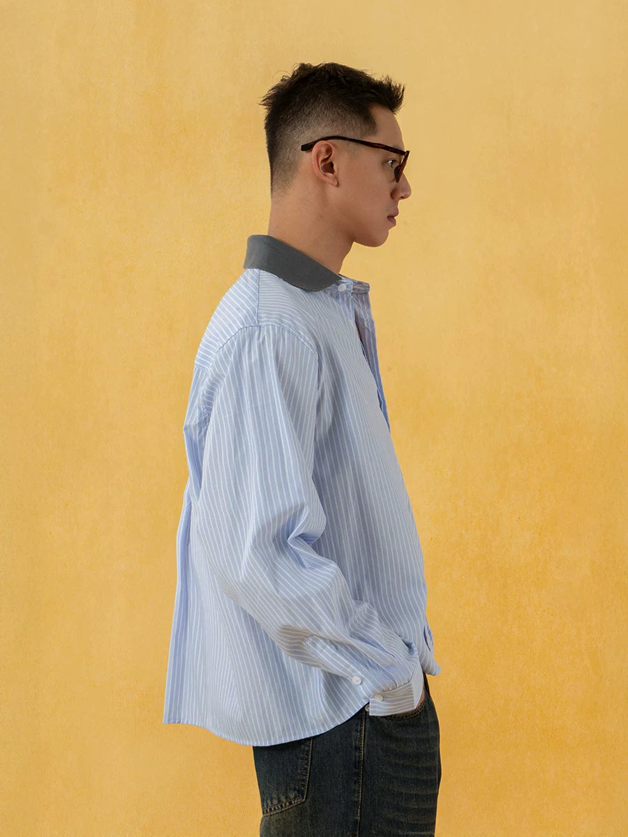 Men's Blue Striped Long Sleeve Shirts