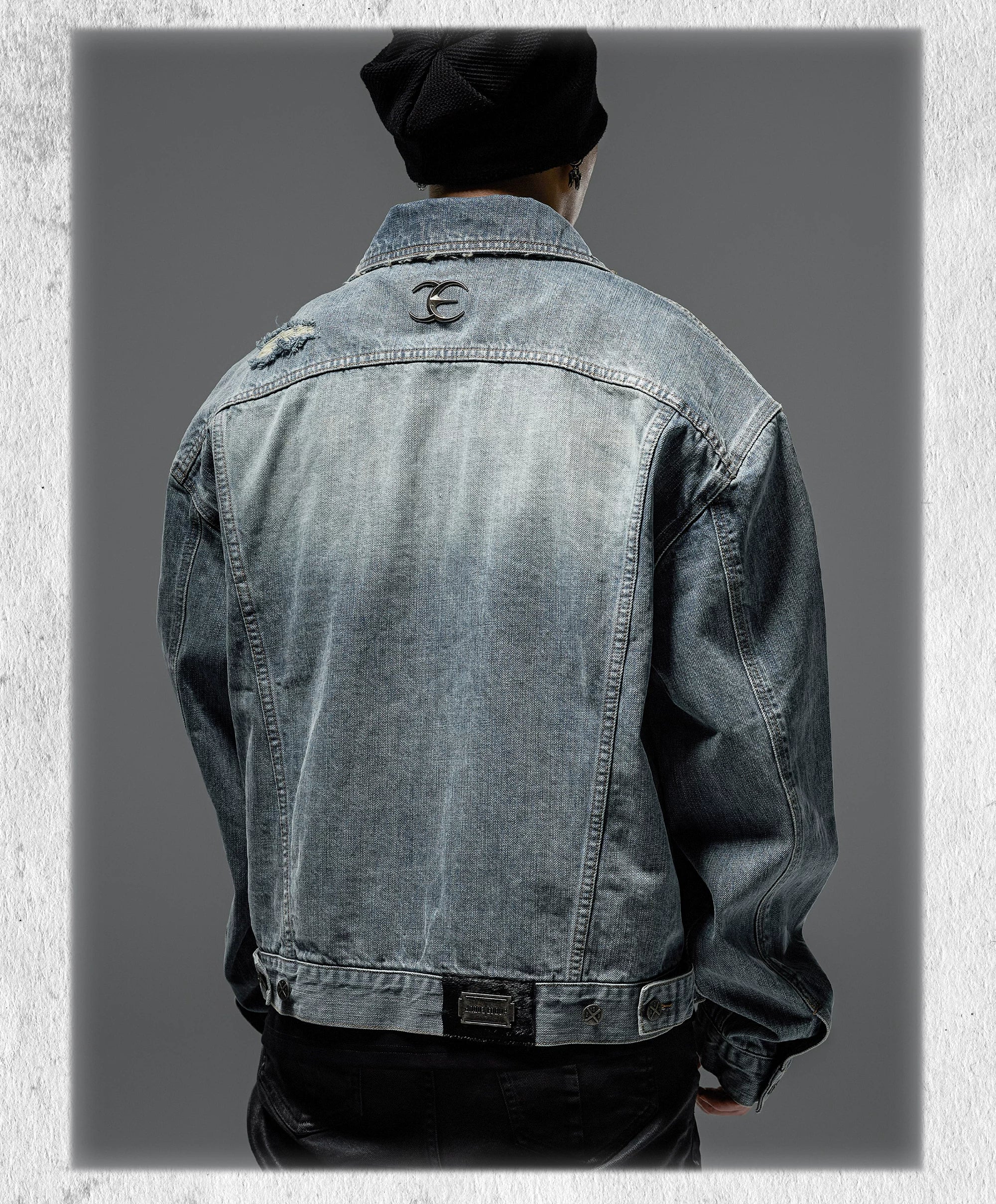 Loose Vintage Blue Distressed Denim Jacket