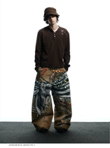 Vintage 3D Printed Baggy Jeans