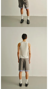 Bow Strap Print Ribbed Tank Top