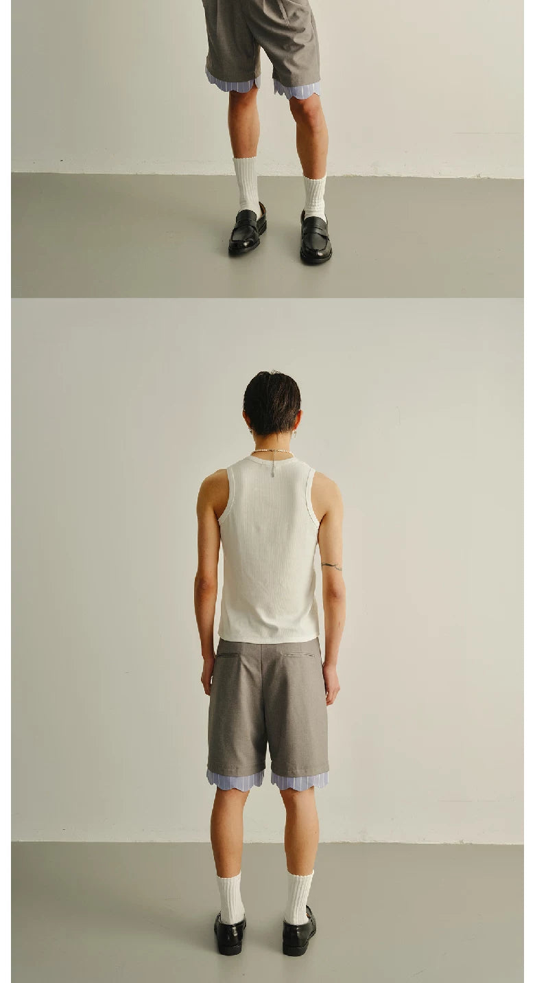 Bow Strap Print Ribbed Tank Top