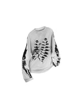 Washed Gradient Printed Rivet Long-Sleeve Tee